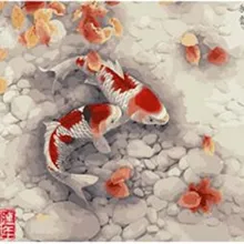 Новая мода Золотая рыбка печатных DIY цифровой живописи маслом по номерам ручная роспись маслом 40x50 см без Рамки