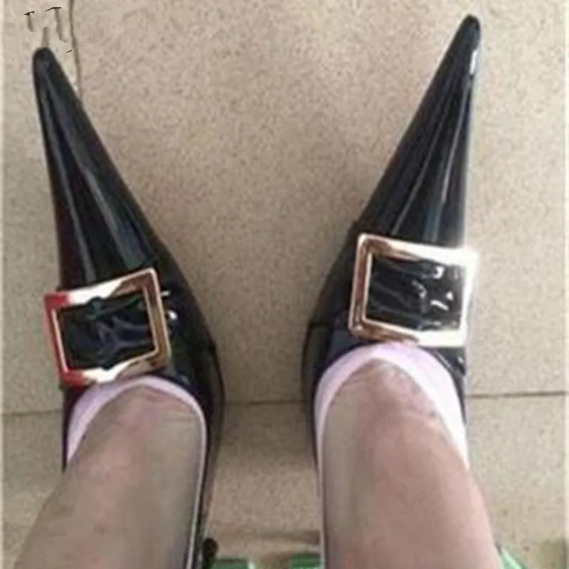 Новые черные пикантные женские туфли-лодочки на высоком тонком металлическом каблуке 16 см, 18 см, с острым носком, без шнуровки, большие размеры 36-52 - Цвет: Black