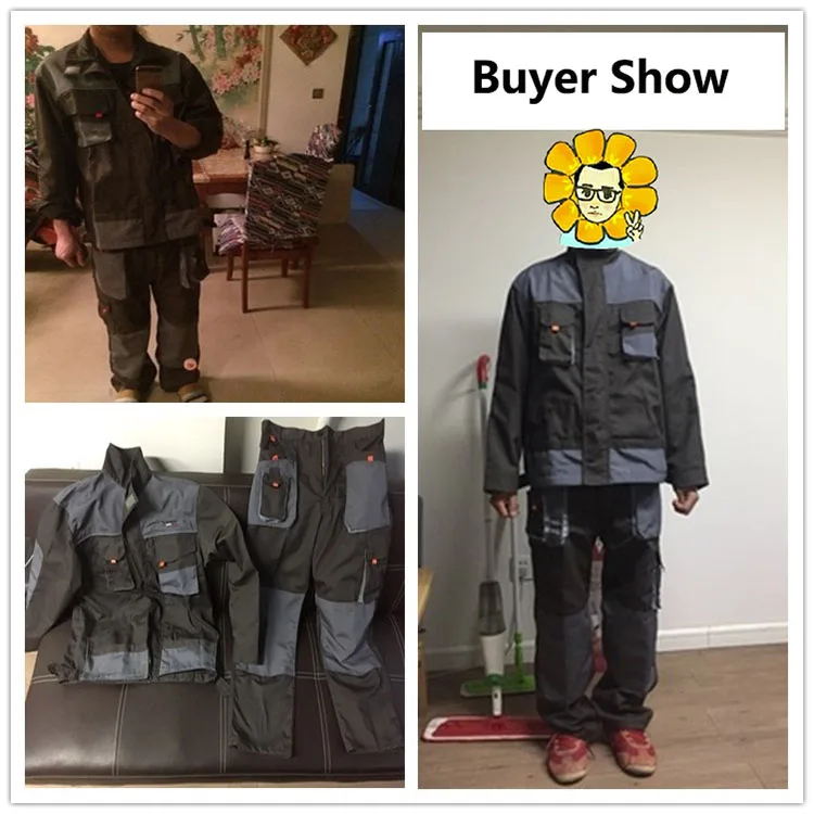 CCGK Men Work Clothing Sets Unisex Workwear Suits Long Sleeve Jackets+Pants Working Factory Uniforms Repair Workers Plus Size (5)