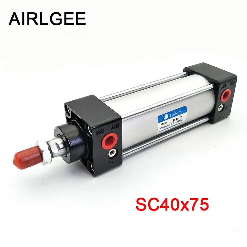 SC40x75 Pneumatic Air Cylinder 40mm Bore 75mm Stroke Single Rod Double