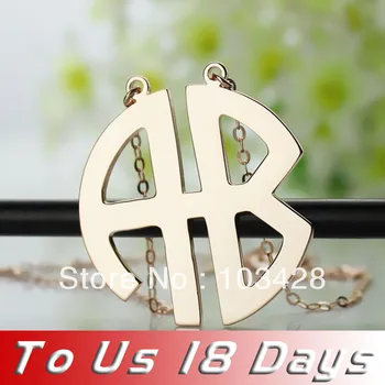 

AILIN 2 Letters Block Monogram Necklace in Rose Gold Color Two Initials Nameplate Monogrammed Pendant Personalized Necklace
