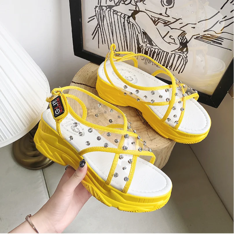 

New Fashion Wedges Shoes Women Leisure Comfortable Sandals Summer Outdoor Open-toed Shoes Cool Work Shoes with Diamond