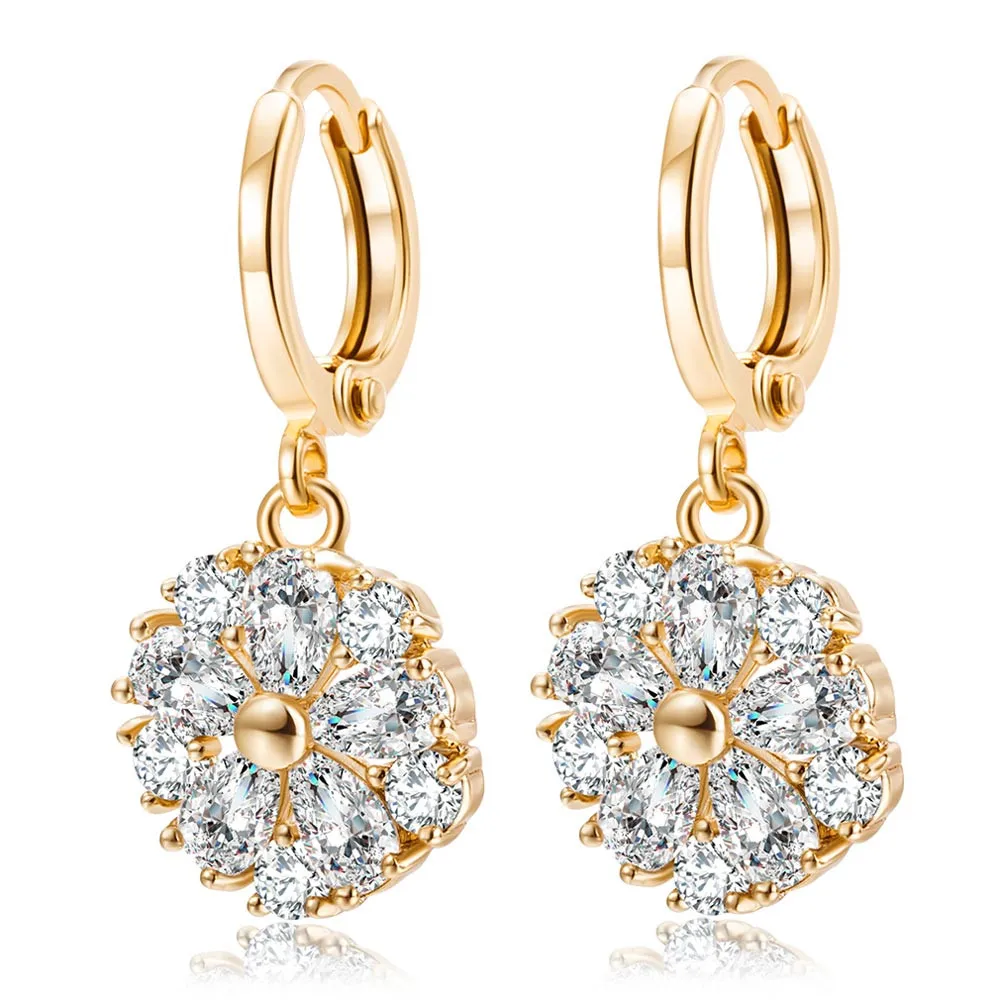 Women Popular Flower Zircon Pendant Popular Earring Fashion Women