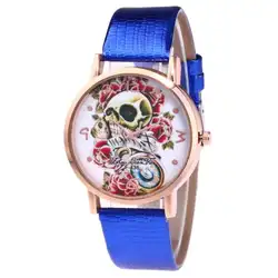 Для женщин кварцевые часы Для женщин часы reloj mujer элегантный цветочный узор женские часы кожаный ремешок аналоговые женские наручные часы