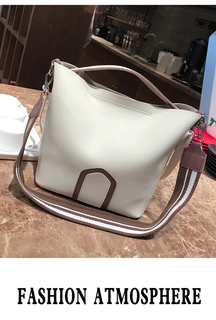 2019 Новый PU Crossbody сумки для Для женщин плечо сумка-мешок для девушек простой кисточкой ведро большой Ёмкость сумочки