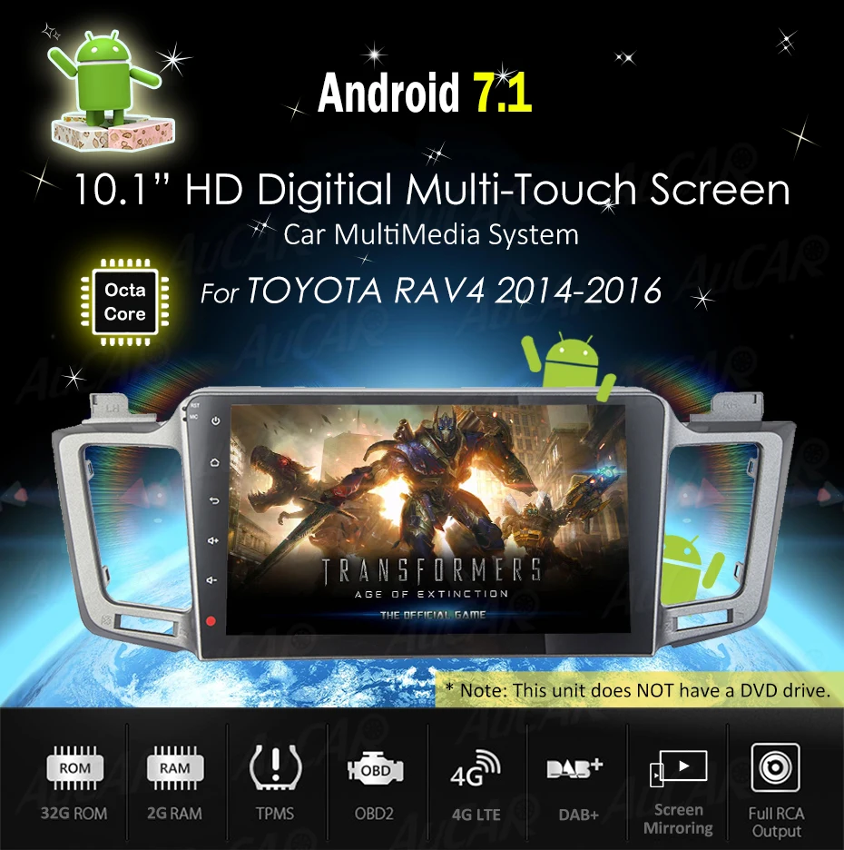 Android 7,1 10," gps навигационная система для Toyota RAV4- 1024*600 автомобильное аудио Bluetooth gps радио Wi-Fi 4G стерео AUX OBD2