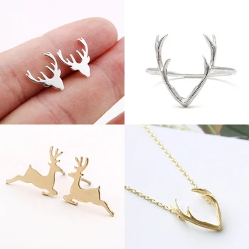 

Jisensp Cute Origami Deer Charm Necklace Women Trendy Antler Horn Animal Chain Necklaces Christmas Jewelry Everyday Gifts