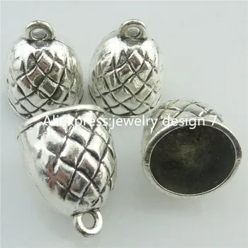 

18236 10PCS Silver Vintage 20mm Cap Jewelry Bail Chain End Bead Tassels Finding