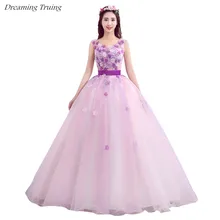 Дешевое вечернее платье светло-фиолетовое платье Кинсеаньера Vestidos 15 Anos Тюль 3D цветы Vestidos De quincianera