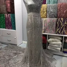 HLS007 Серебряный sparker ручная печать клееный Блеск порошок Тюлевая сетчатая кружевная ткань для пиления/вечернее платье/сценическое