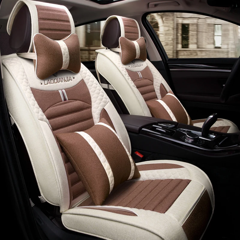 

New 3D Car Seat Cover Flax For Toyota Camry Corolla RAV4 Civic Highlander Land Cruiser 200 Prado 150 120 Prius Verso