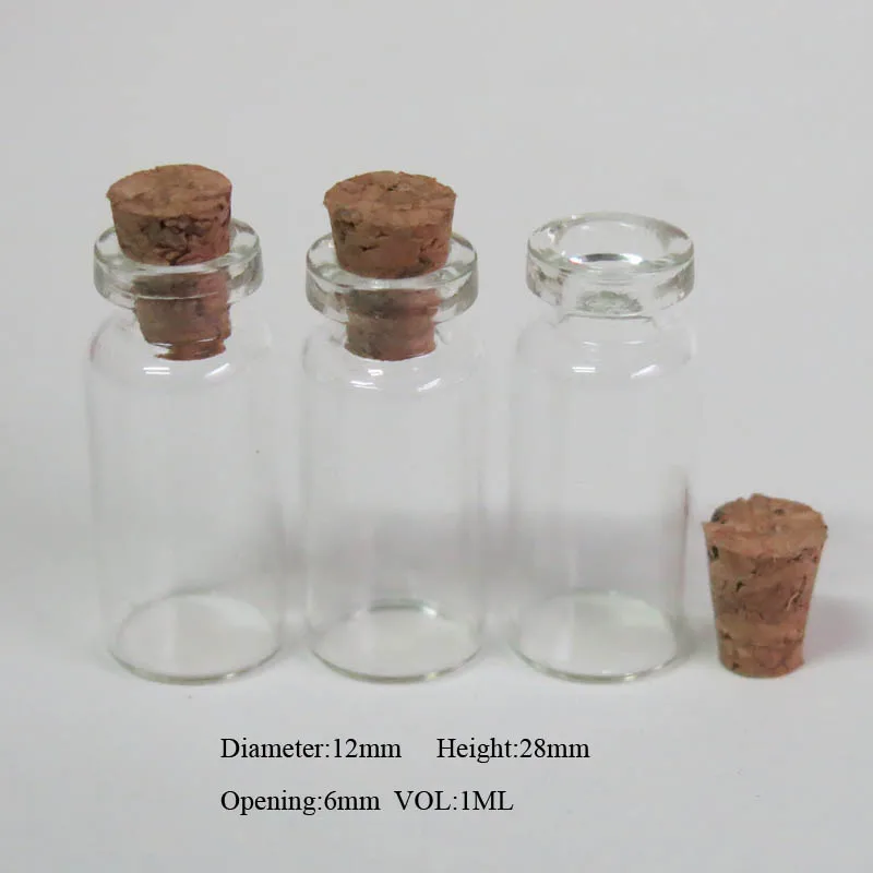 

1000 x 1ml Empty Mini Glass Clear Bottles with Wooden Cork 1cc Small Samples Clear Glass Sample Vials Cork Stopper Container