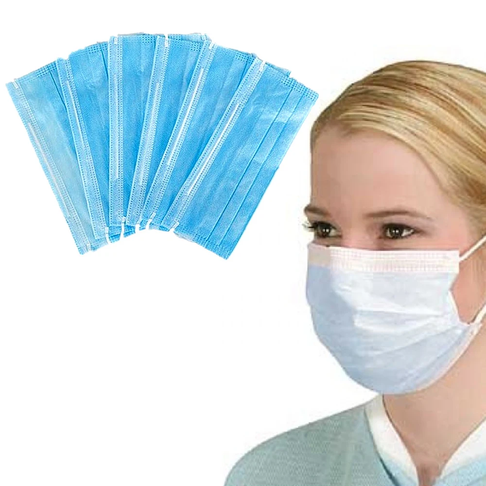 

100pcs Disposable 3 Layers Dustproof Mask Kit Facial Protective Cover Masks Set Anti-Dust Surgical Medical Salon Earloop Mask