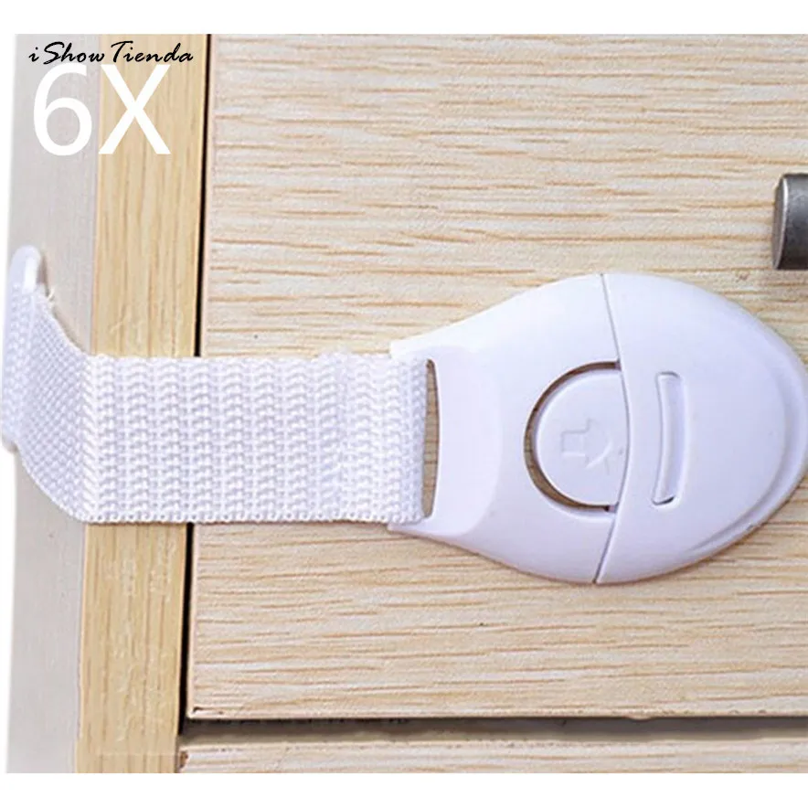 

ISHOWTIENDA 6PCS Baby Drawer Cupboard Cabinet Door Drawers Lengthened Safety Lock Latch New Seguridad Bebe Safety Plastic Lock