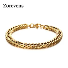 ZORCVENS модный браслет-цепочка из нержавеющей стали золотого цвета для мужчин