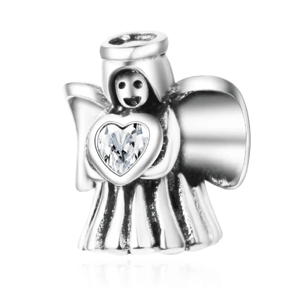 

2016 Winter 925 Silver Bead Angel of Love Beads Charm With Clear CZ Fits Original Pandora Charms Bracelet Bangle DIY Jewelry
