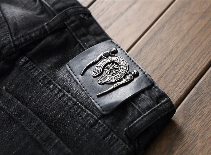 Обтягивающие мужские джинсы сезон: весна-лето Slim Fit деним стрейч мужской Жан Мужская мода повседневное вышитые узкие брюки