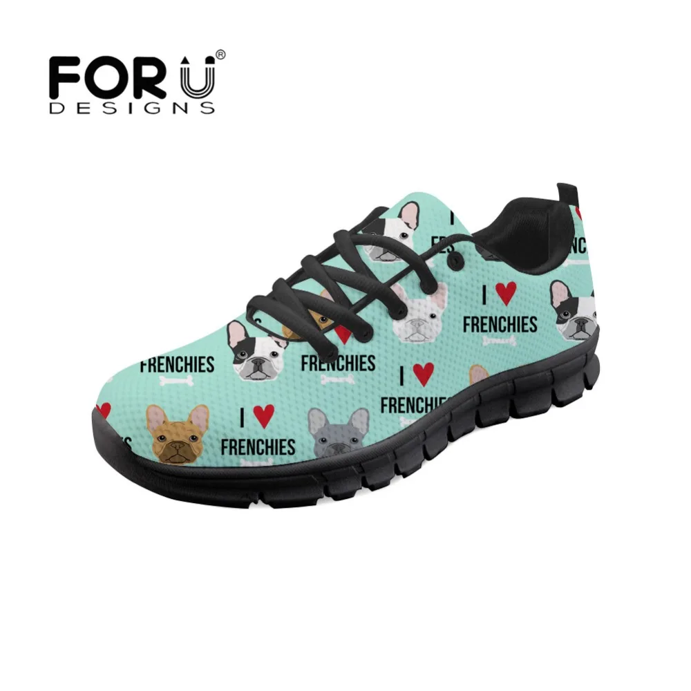 

FORUDESIGNS Women Sneakers French Bulldog Printed 2018 New Spring Flats Lace-Up Breathable Mesh Female Casual Shoes Woman Tenis
