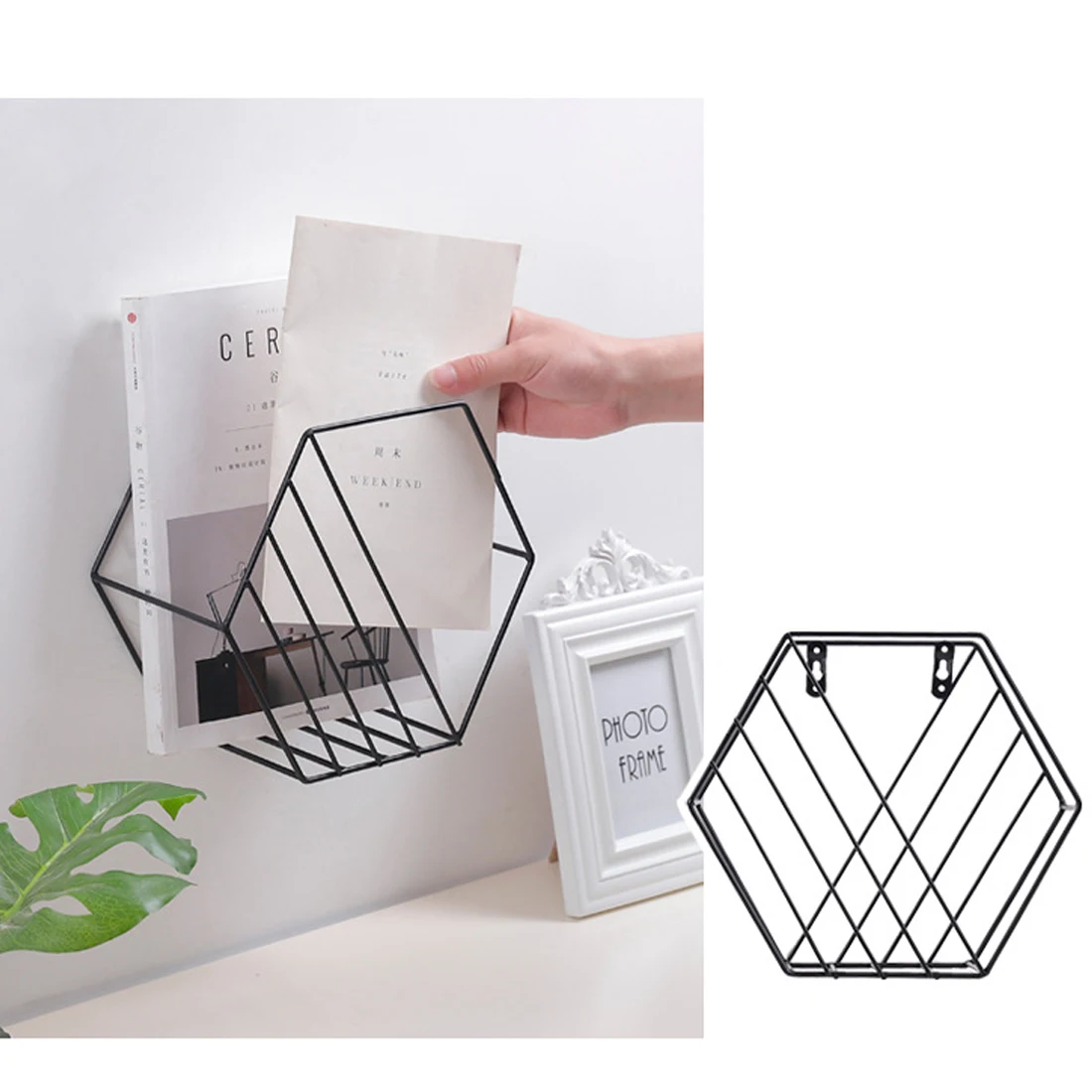 Günstige Neue Nordic Stil Metall Eisen Wand Montiert Buch Regal Halter Magazin Rack Organizer Schlafzimmer Küche Zu Hause DIY Dekoration