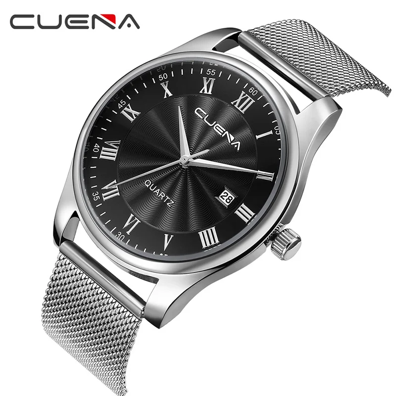 

CUENA Men Quartz Watch Relojes Fashion Mens Watches Top Brand Luxury Waterproof Stainless Steel Wristwatches Relogio Masculino
