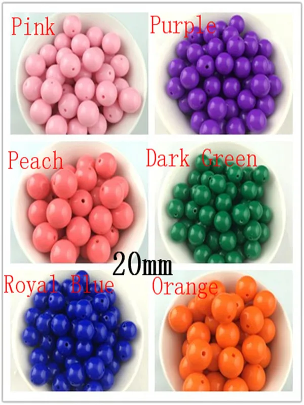 

20mm 105pcs/lot Acrylic Gumball Chunky Beads Favor Acrylic Solid Bubblegum Beads For Jewelry Making Necklace Craft DIY Beads