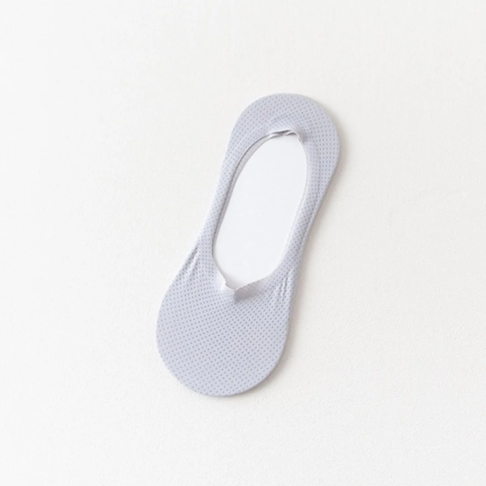 5Pair Summer Thin Section Socks Silicone Mesh Shallow Mouth Invisible Socks Low to Help Personality Art Casual Boat Socks - Color: light grey