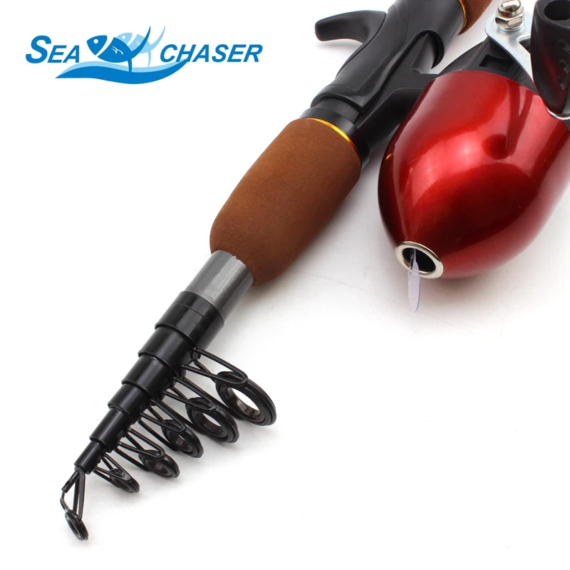 1.55 متر الصيد قضيب المحمولة طوي سفر الصيد الغزل قضيب الكربون مع سلسلة البحر الصيد بكرة قضيب كومبو الصيد مجموعة