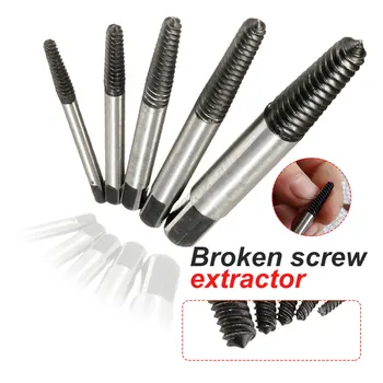 

5Pcs Screw Extractor Center Drill Bits Guide Set Broken Damaged Bolt Remover Removal Speed Easy Out Set
