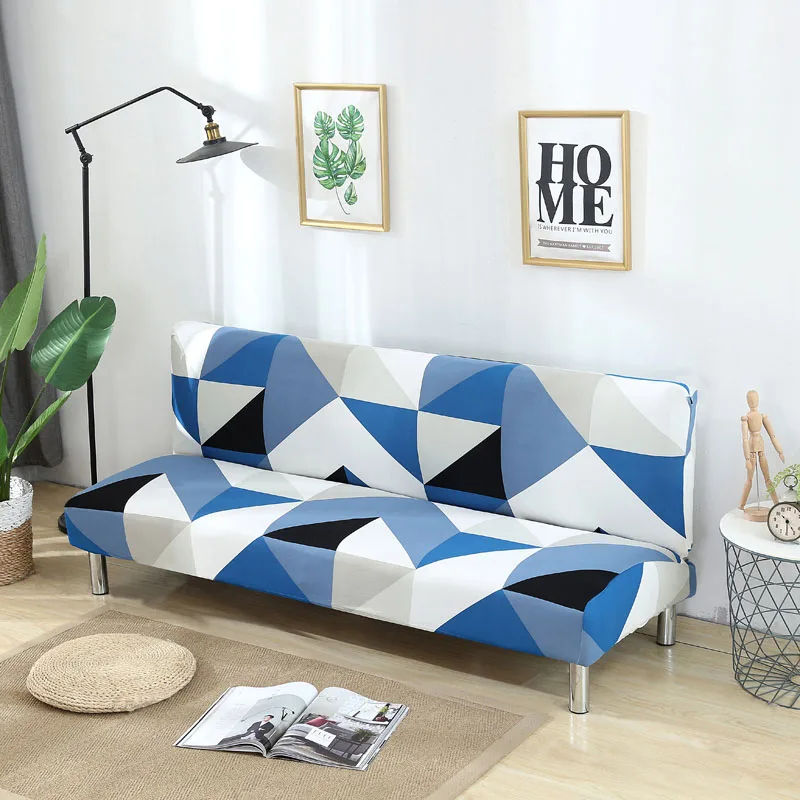 

Elastic Stretch Sofa Bed Cover Without Armrest Tight Wrap Flexible Geometric Printing Couch Cover Folding Slipcover S/M/L Sizes
