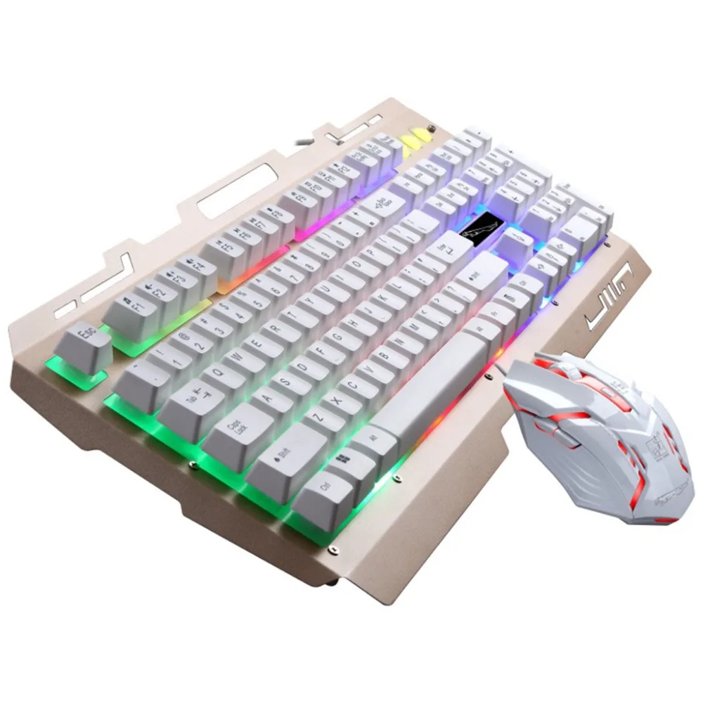 Эргономичная игровая клавиатура и 3D мышь 2400 dpi комплект Радужный светодиодный подсветка игровое оборудование набор usb зарядка Красочный светодиодный свет