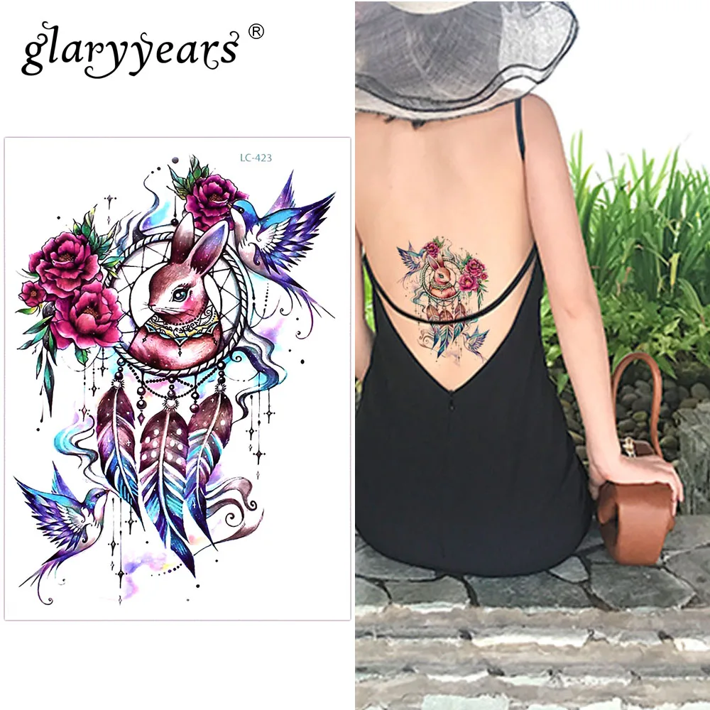 

Glaryyears A Bit Big Arm Temporary Tattoo Sticker Rabbit Fake Tatoo Cartridge Flash Tatto Waterproof Body Art Women LC-423