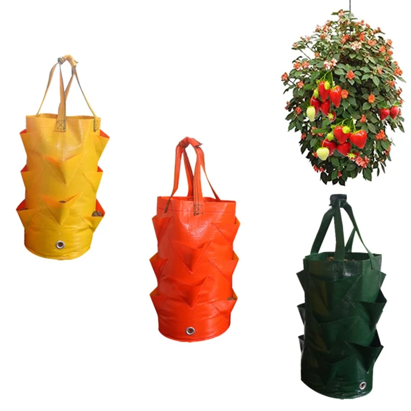 

3 Gallon Strawberry Planter Bag For Growing Potato Outdoor Vertical Garden Hanging Open Style Vegetable Planting Grow Bag