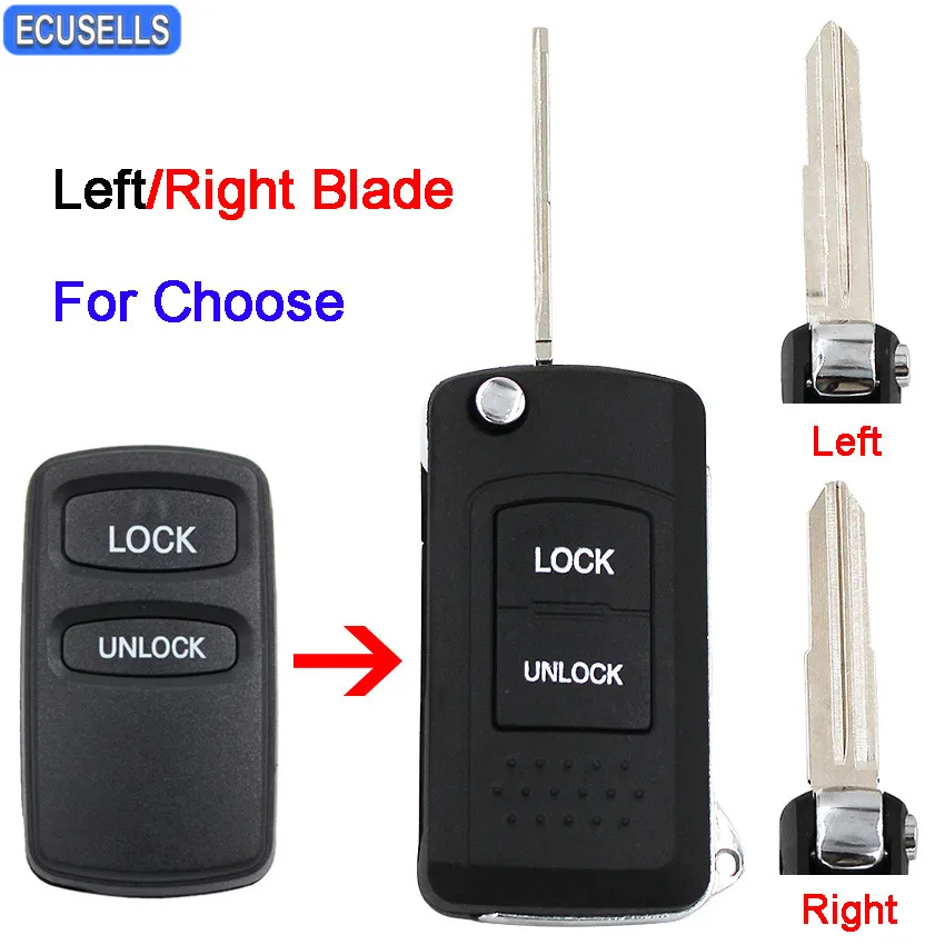

2 Button Folding Flip Remote Smart Key Shell Case Uncut Left/Right Blade for Mitsubishi Lancer Outlander Endeavor Eclipse Galant