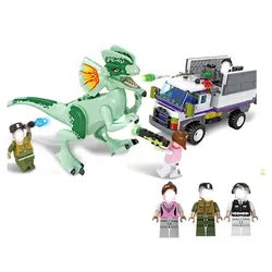 Юрского периода Spinosaurus динозавр Охота автомобиль Действие модель здания Конструкторы кирпичи развивающие игрушечные лошадки для мальчико
