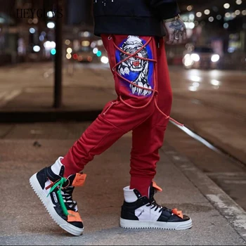 

Europeanand American street hip hop printing wear rope pants national tide hip hop dance pants couple Harlan beam leggings pants