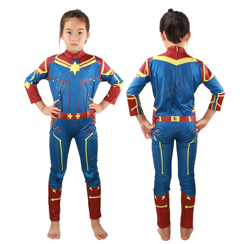 Одежда для девочек, костюм капитана супергероя, костюмы мисс Марвел, Карол Дэнверс, костюмы на Хэллоуин для детей, квантовые комбинезоны