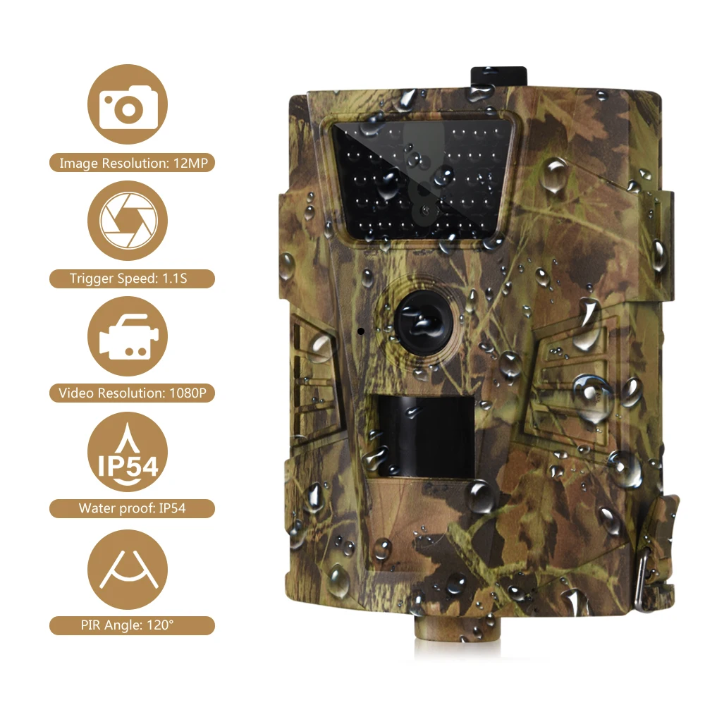 HC801A HD 16MP 16GB Trail Scouting cámara de visión nocturna Cámara de caza de 120 grados