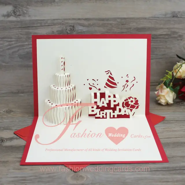 Vente chaude Populaire Joyeux Anniversaire Carte Laser Cut