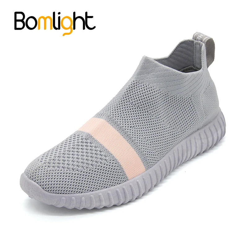 

Bomlight Big Size 35-42 Sock Shoes Woman Fashion Striped Casual Shoes for Women Summer Stretch Sneakers Female Slip On Socks
