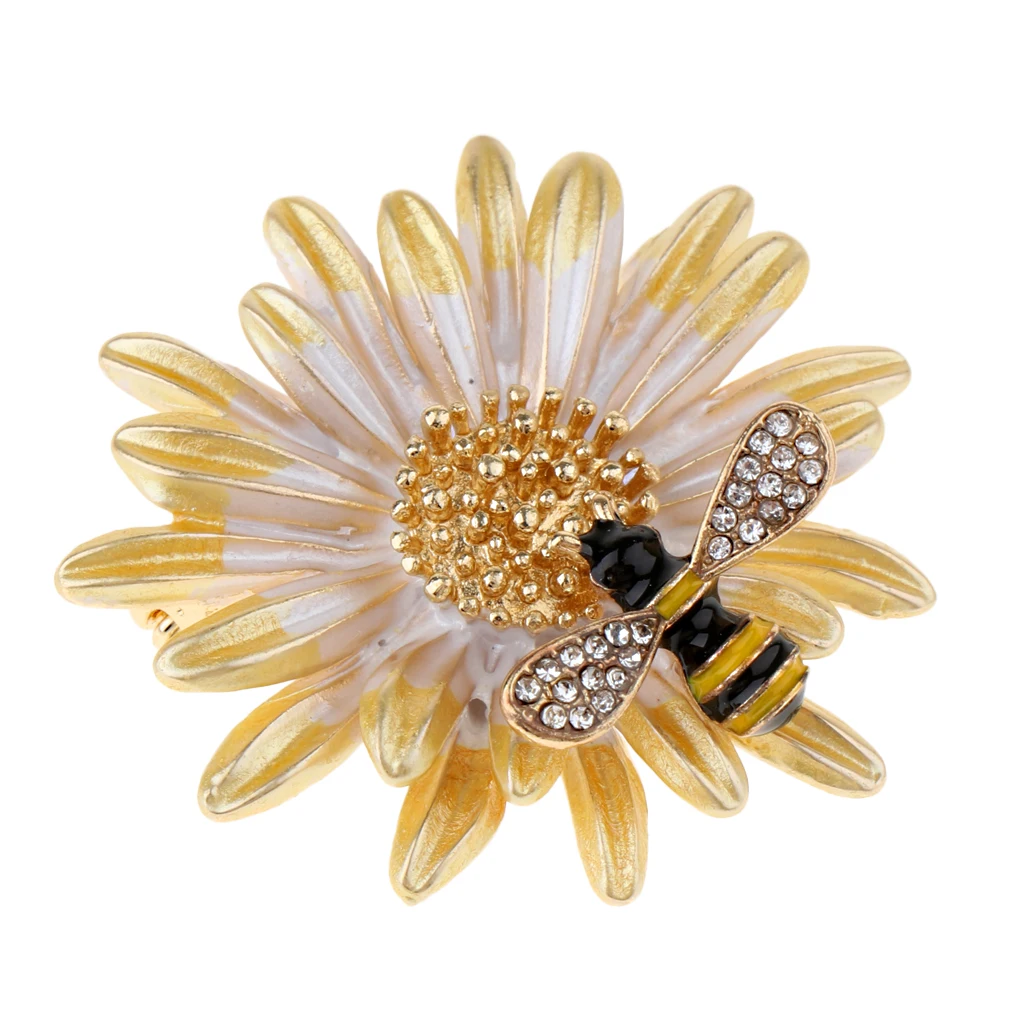 Fashion Flower Honey Bee Brooch for Accessory Wedding Valentines flower bud