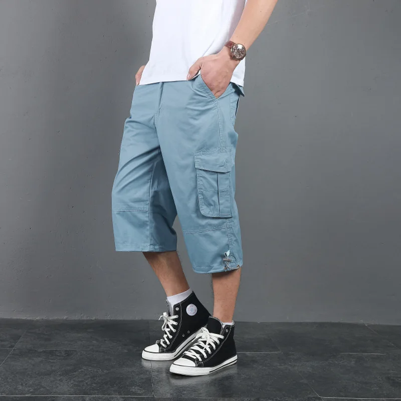 

2019 Men Long Cargo Shorts Male Summer Bermuda Elastic Waist Army Camo Baggy Short Plus Size Big Loose Large Camouflage