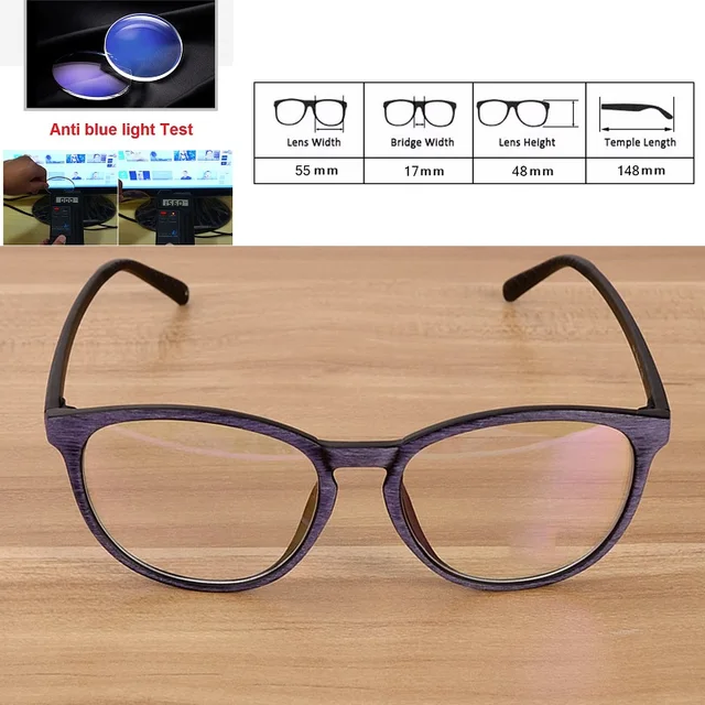 Special Offers Vazrobe Computer Glasses Men Women Blocking Blue Light Radiation UV400 Eyeglasses Frames Wooden Grain Vintage Oval Clear Lens