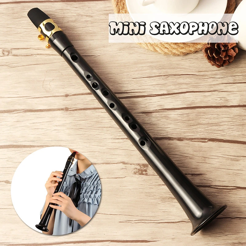 

Black Little Mini Sax Portable C key Saxophone ABS Lightweight Sax Musical Instruments with Carrying Bag for Begginer