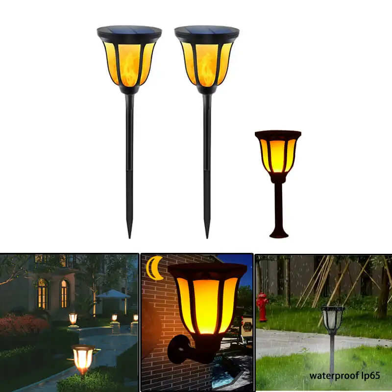 Lâmpada do Gramado Levou ao ar Pátio ao ar Luz da Tocha Chama Bruxuleante Solares Livre Tiki Lâmpada Paisagem Jardim Quintal Decor 2-pack