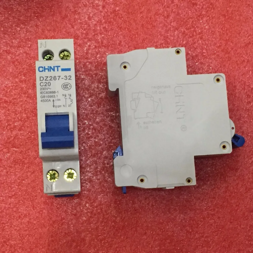 

Free Shipping New CHINT Miniature circuit breaker DZ267-32 1P+N C20 20A Double inlet and Double outlet circuit switch