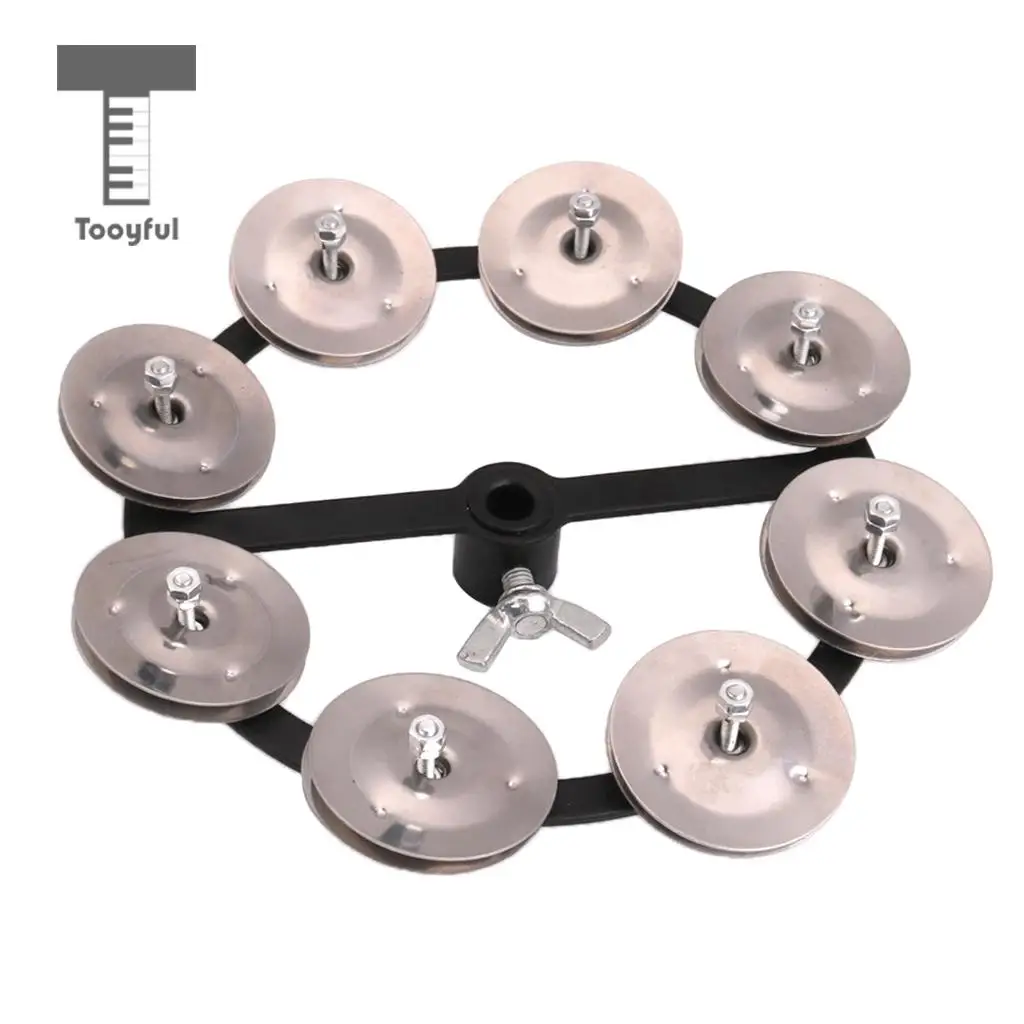 Professional Hi Hat Tambourine with Single Row Steel Jingles Percussion Instrument