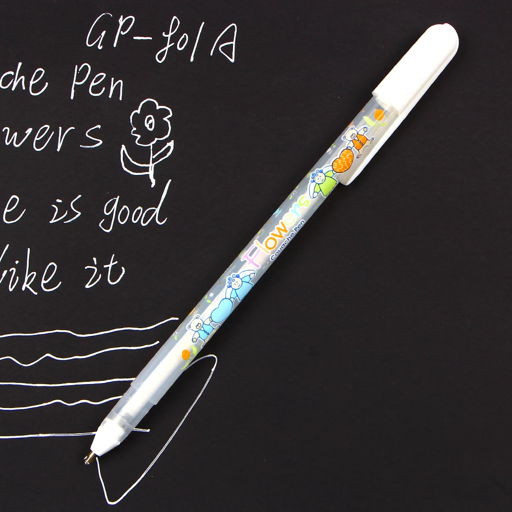 4 шт./лот 0,8 мм белые чернила цвет фотоальбом гелевая ручка, канцелярские принадлежности для офиса обучения Милая ручка унисекс ручка подарок