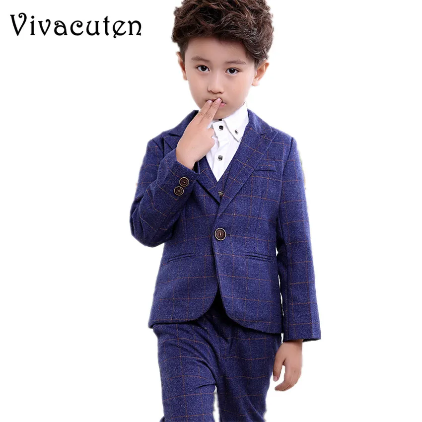 

Children Boys Formal Suit Jackets Vest Pants 3pcs Gentlemen Handsome Clothes Set Brand Blazers Suits For Weddings Suit F016