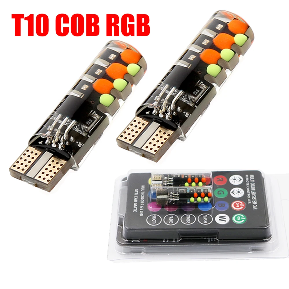 YSY Led W5W T10 RGB габаритный фонарь новый универсальный автомобильный COB 12SMDs цветной