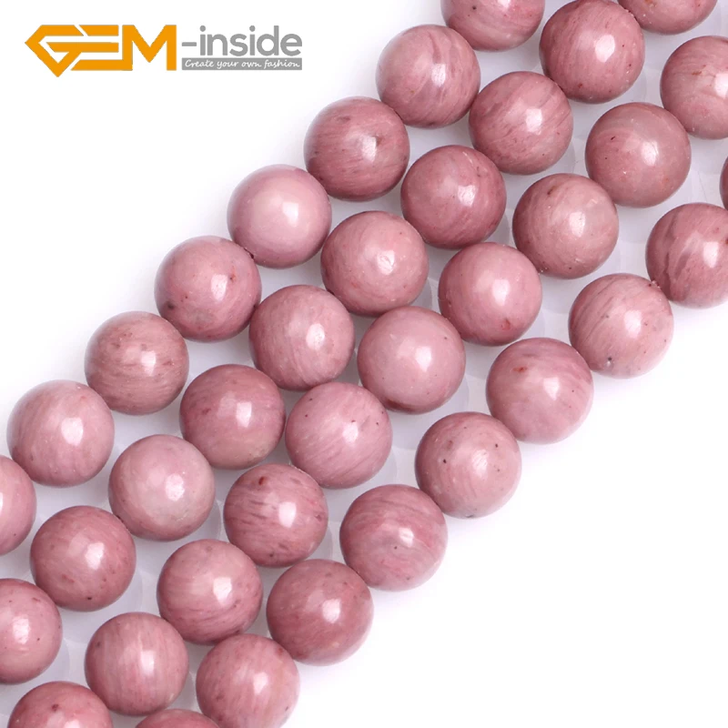 

Natural Rhodochrosite Round Shape Loose Beads For Jewelry Making DIY Bracelet Necklace Strand 15 Inches Wholesale New Fashion